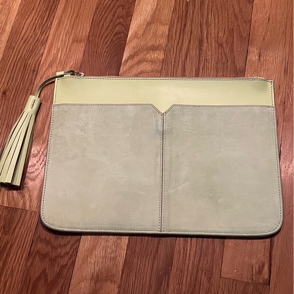 NWT J Crew Neon Yellow Large Clutch